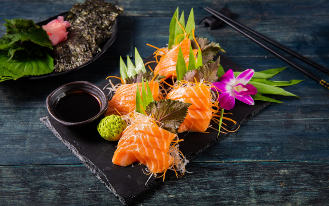 Обои картинки фото еда, рыбные блюда,  с морепродуктами, японская, кухня