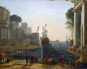 обоя claude lorrain, рисованное, лувр, лоррен, клод, желле, 1600, шамань, 1682, рим, oдиссей, возвращает, хрисеиду, ее, отцу