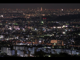 Картинка города огни ночного вечер дома