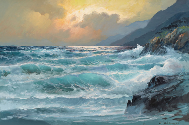 Обои картинки фото alexander, dzigurski, рисованные, море, волны
