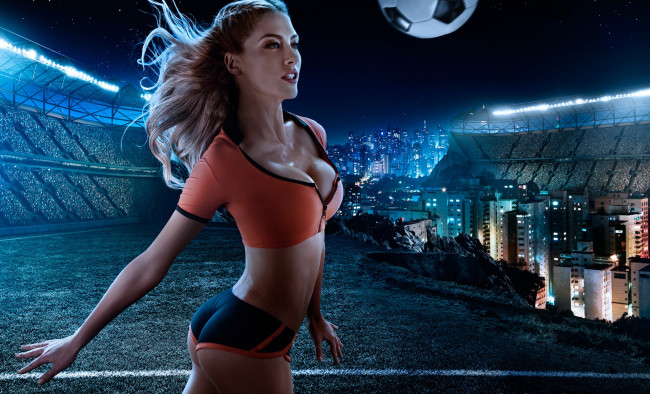 Обои картинки фото спорт, футбол, девушка, игра, фото, tim, tadder, мяч