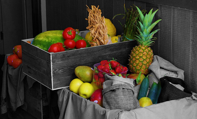 Обои картинки фото еда, фрукты и овощи вместе, склад