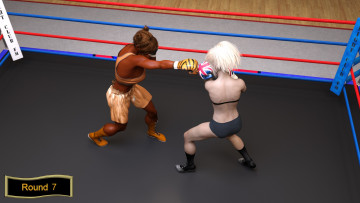 Картинка 3д+графика спорт+ sport фон взгляд бокс ринг девушки