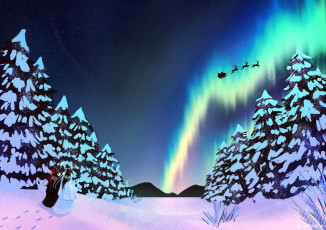 Картинка аниме mo+dao+zu+shi вэй усянь лань ванцзы снег следы лес горы северное сияние санта клаус олени