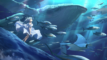 Картинка аниме животные +существа океан