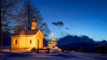 Картинка города -+православные+церкви +монастыри церковь германия рождественская елка ночь