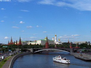 Картинка москва кремль лето река города россия