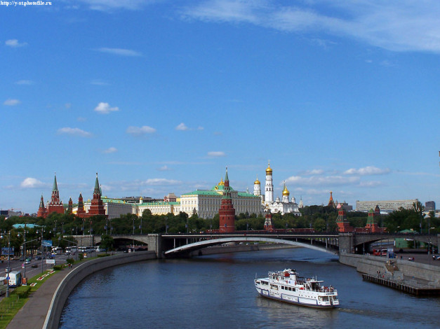 Обои картинки фото москва, кремль, лето, река, города, россия