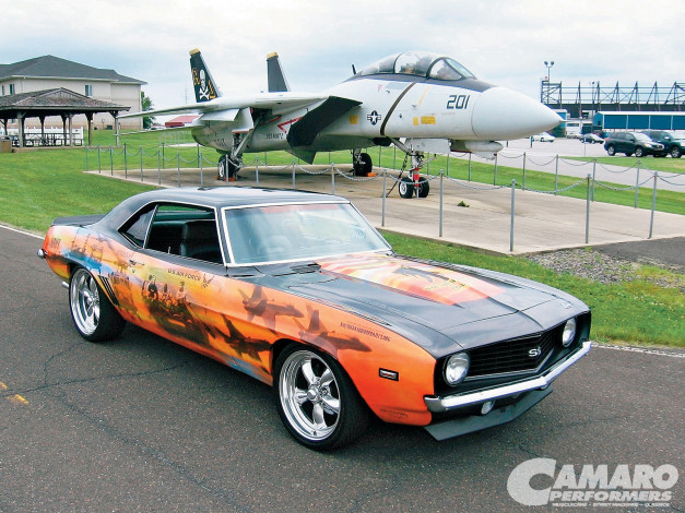 Обои картинки фото 1969, chevy, camaro, автомобили