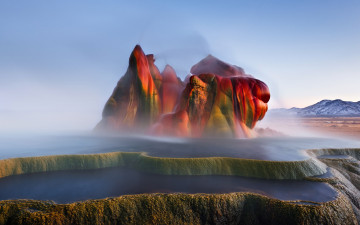 Картинка fly geyser природа стихия краски гейзер вода плато