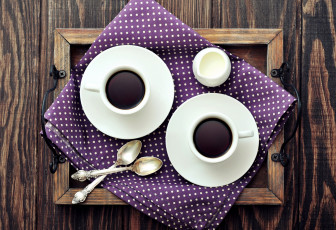Картинка еда кофе +кофейные+зёрна чашки поднос салфетка