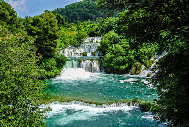 Обои картинки фото croatia krka nat,  park, природа, водопады, лес, парк, хорватия, krka, река, водопад