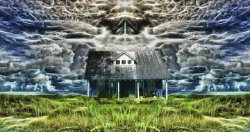 Картинка разное компьютерный+дизайн обработка фотошоп небо дом облака