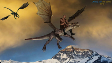 Картинка 3д+графика фантазия+ fantasy мужчина лоры полет драконы