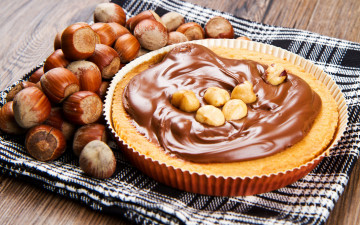 Картинка еда пироги пирог шоколад крем орехи лесные фундук выпечка десерт