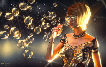 Картинка 3д+графика люди+ people взгляд пузыри фон девушка