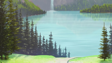 Картинка аниме sword+art+online озеро