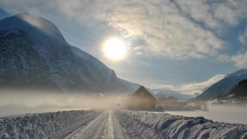 Картинка природа дороги снег дорога горы