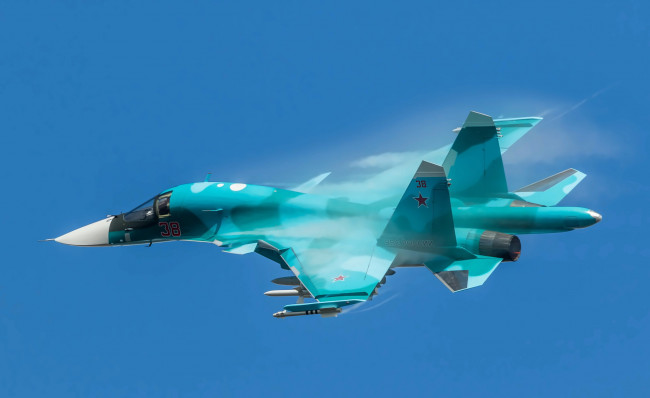 Обои картинки фото su-34, авиация, боевые самолёты, истреьитель-бомбардировщик