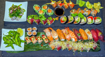 Картинка еда рыба +морепродукты +суши +роллы ассорти роллы кухня японская