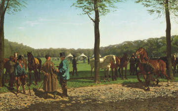 Картинка рисованное живопись масло животные холст картина корнелис альбертус йоханнес шермер рынок лошадей в гааге