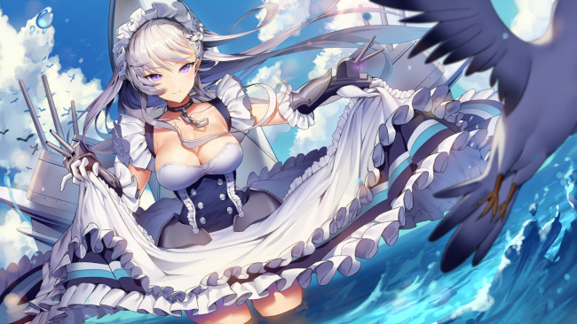 Обои картинки фото аниме, azur lane, фон, взгляд, девушка