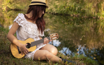 Картинка музыка -другое гитара фон взгляд девушка