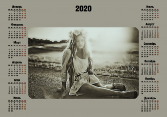 Картинка календари компьютерный+дизайн 2020 природа женщина венок цветы девушка calendar