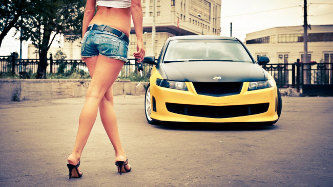 Обои картинки фото автомобили, -авто с девушками, honda, accord
