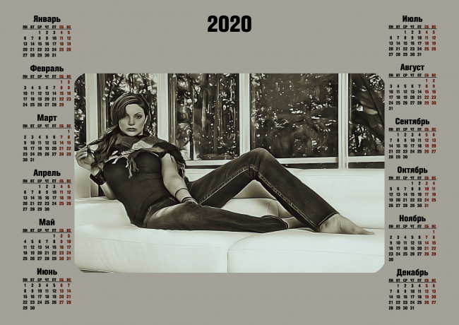 Обои картинки фото календари, компьютерный дизайн, 2020, взгляд, девушка, диван, помещение, calendar, мебель, женщина