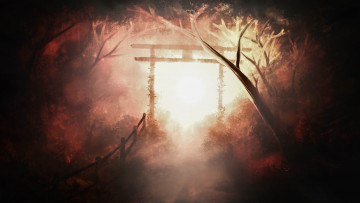 Картинка аниме пейзажи +природа лес свет туман
