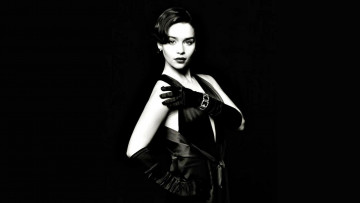 Картинка девушки emilia+clarke черно-белая актриса перчатки платье