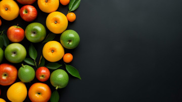 Картинка 3д 3д+графика еда- food яблоки лимоны апельсин