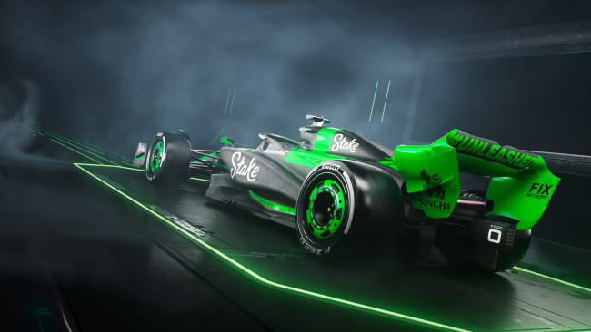 Обои картинки фото спорт, формула 1, формула, 1, карбон, formula, болид, sauber, race, car, bolide, green, light, монокок, гоночный, автомобиль, 2024, c44, black, and, monocoque, carbon, fiber, чёрно, зелёный