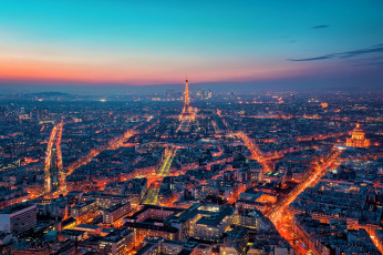 Картинка города париж франция башня улицы огни ночь панорама