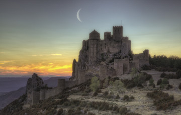 Картинка испания города дворцы замки крепости стены месяц рассвет древний