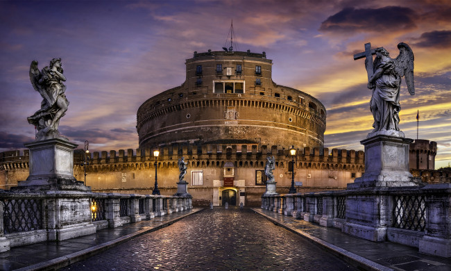 Обои картинки фото города, рим,  ватикан , италия, скульптуры, мост