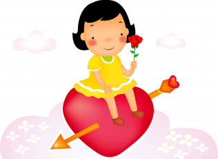 Картинка векторная+графика дети стрела девочка роза сердечко