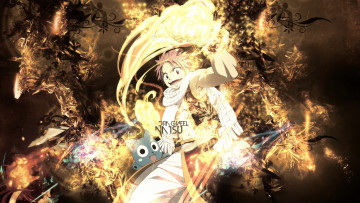 Картинка аниме fairy+tail волшебник магия dragneel natsu огонь дракон синий кот happy