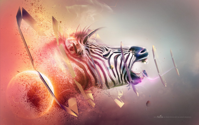 Обои картинки фото рисованное, животные,  зебры, крик, полосы, зебра, грани, голова