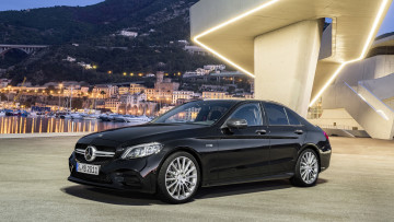 обоя mercedes-benz amg c43 4matic 2019, автомобили, mercedes-benz, чёрный, 2019, 4matic, c43, amg