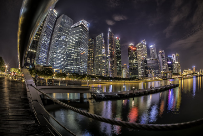 Обои картинки фото singapore, города, сингапур , сингапур, огни, ночь