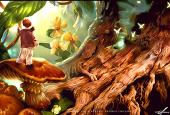 Картинка календари фэнтези мальчик ребенок грибы цветы лес природа растение calendar 2020