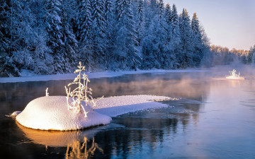 Картинка природа реки озера лес река зима снег