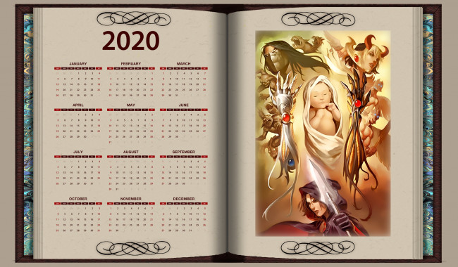Обои картинки фото календари, фэнтези, младенец, ребенок, существо, образ, calendar, 2020
