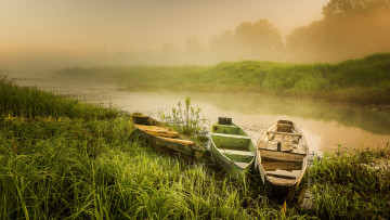 Картинка корабли лодки +шлюпки туманное утро