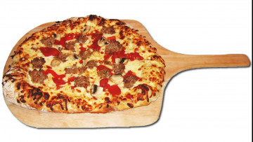 обоя еда, пицца, деревянная, доска