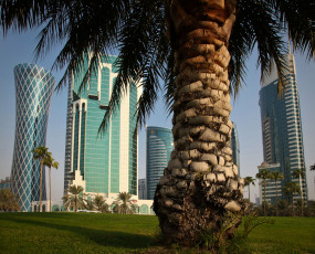 Картинка города здания дома катар доха пальма