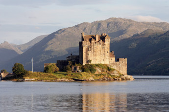 Картинка города замок эйлиан донан шотландия горы озеро