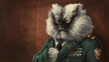 Картинка рисованные животные коты военный